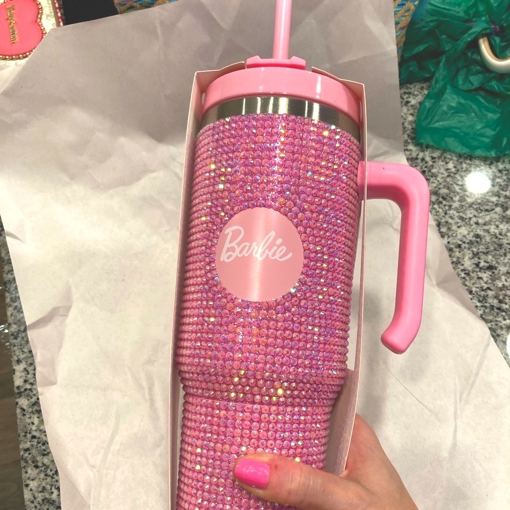 Barbie Pink Rhinestone Tumbler